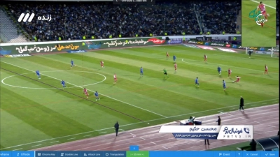 گفتگو با محسن حکیم درباره احتمال آفساید بودن علیپور قبل از اعلام پنالتی در دربی