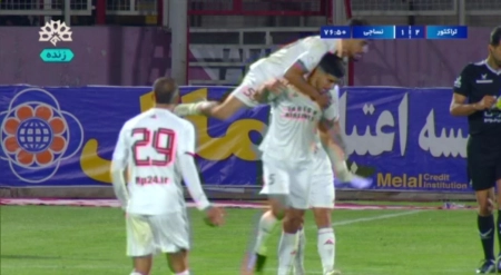 گل دوم نساجی به تراکتور توسط سام دلیری