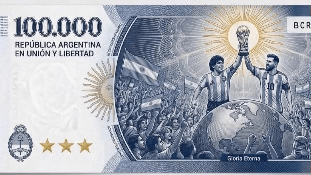 آرژانتین اسکناس ۱۰۰ هزار پزویی با تصاویر مارادونا و مسی چاپ می‌کند + عکس