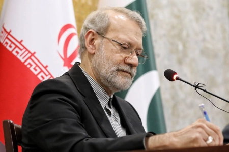 تابوت علی لاریجانی و فرزندش در معراج شهدای تهران + عکس