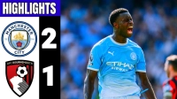 خلاصه بازی منچسترسیتی 2-1 بورنموث