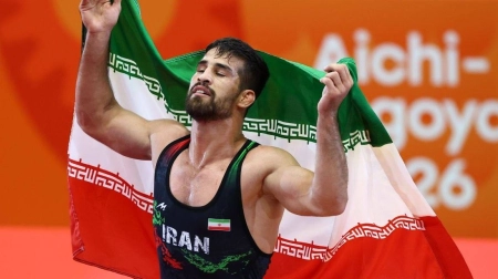 مدال طلای یونس امامی در وزن ۷۴ کیلوگرم کشتی آزاد